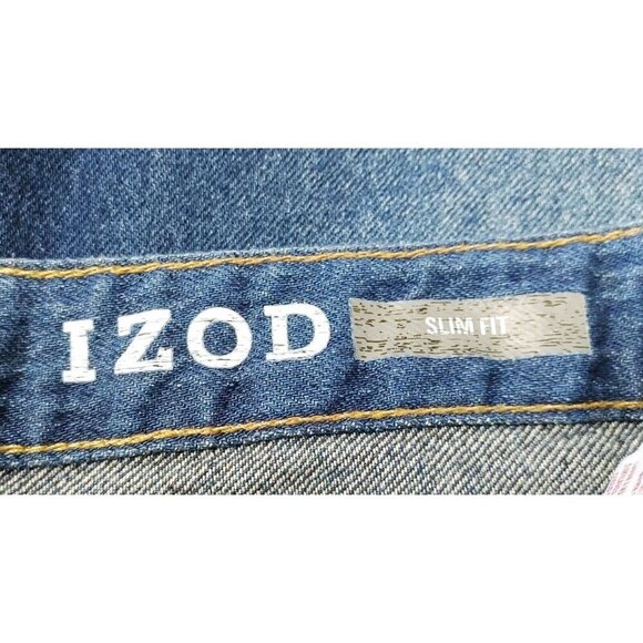Izod Denim Jeans Slim Fit Shorts Size 34 Cotton  Blue Jeans Shorts - Picture 3 of 4